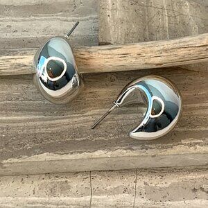 NEW ~ Anthropologie Shashi "Gina" Silver Hoop Earrings